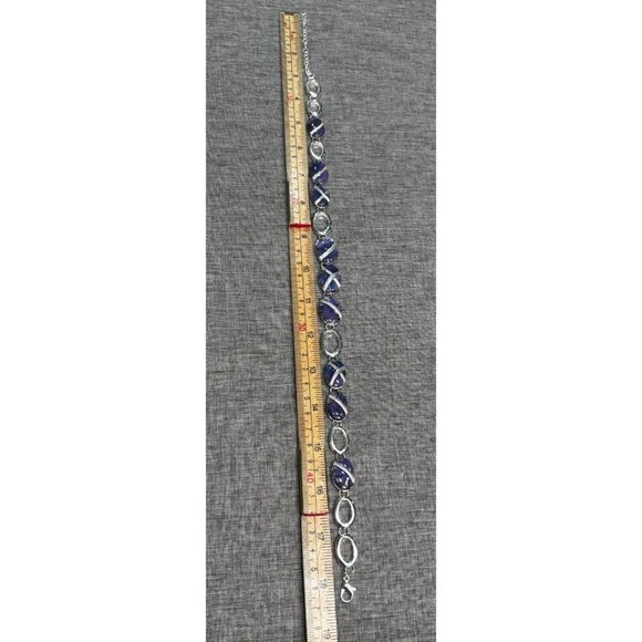 Napier Sweet Abalone Collar Necklace Purple & Silver Oval Link Adjustable - Picture 5 of 5